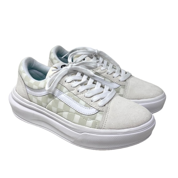 VANS Old Skool Overt CC Shoe Platform Suede Check White Canvas Women VN0A7Q5ETDC - Picture 2 of 10